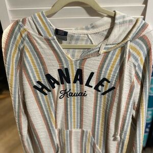 Striped Hoodie with Hanalei Kauai Print